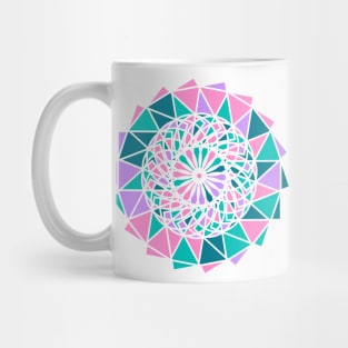 Digital mandala with random geometric shapes in bright neon colors Mug